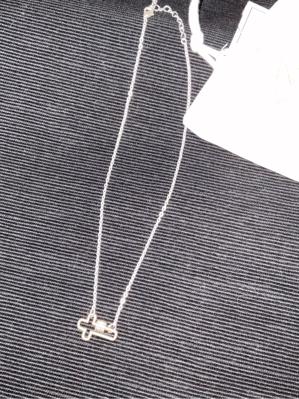 Bella Canvas Silver Cross Outline Necklace